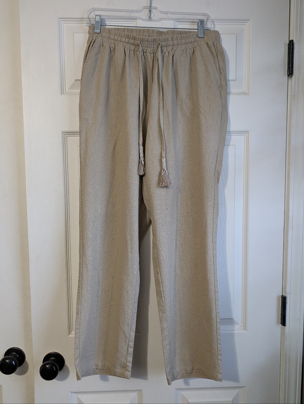 Roaman's Linen Blend Beige Pants Size 14W
